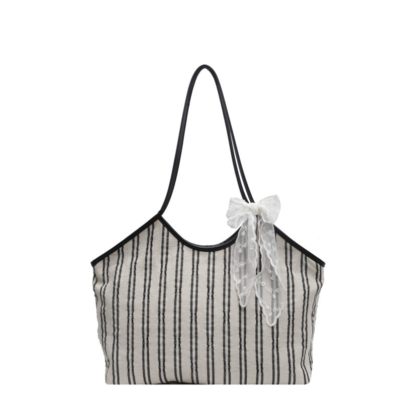 Striped Korean Style Bucket Shoulder Bag