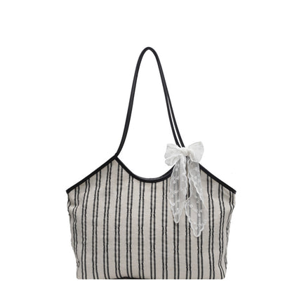 Striped Korean Style Bucket Shoulder Bag