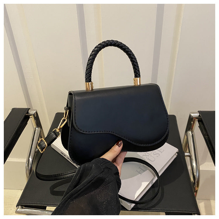 Magnetic Snap Textured Shoulder Bag