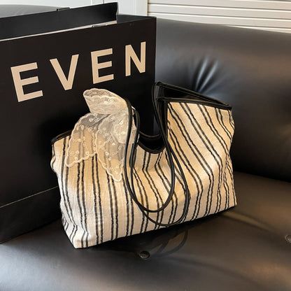 Striped Korean Style Bucket Shoulder Bag