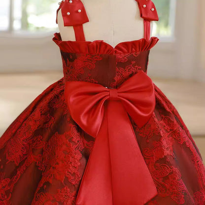 Red Zhuazhou Girls’ Fashion Braces Skirt