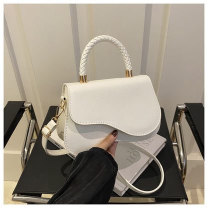 Magnetic Snap Textured Shoulder Bag