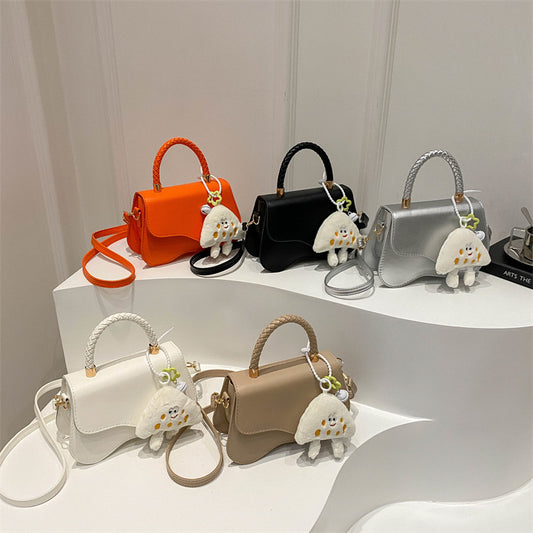 Magnetic Snap Textured Shoulder Bag