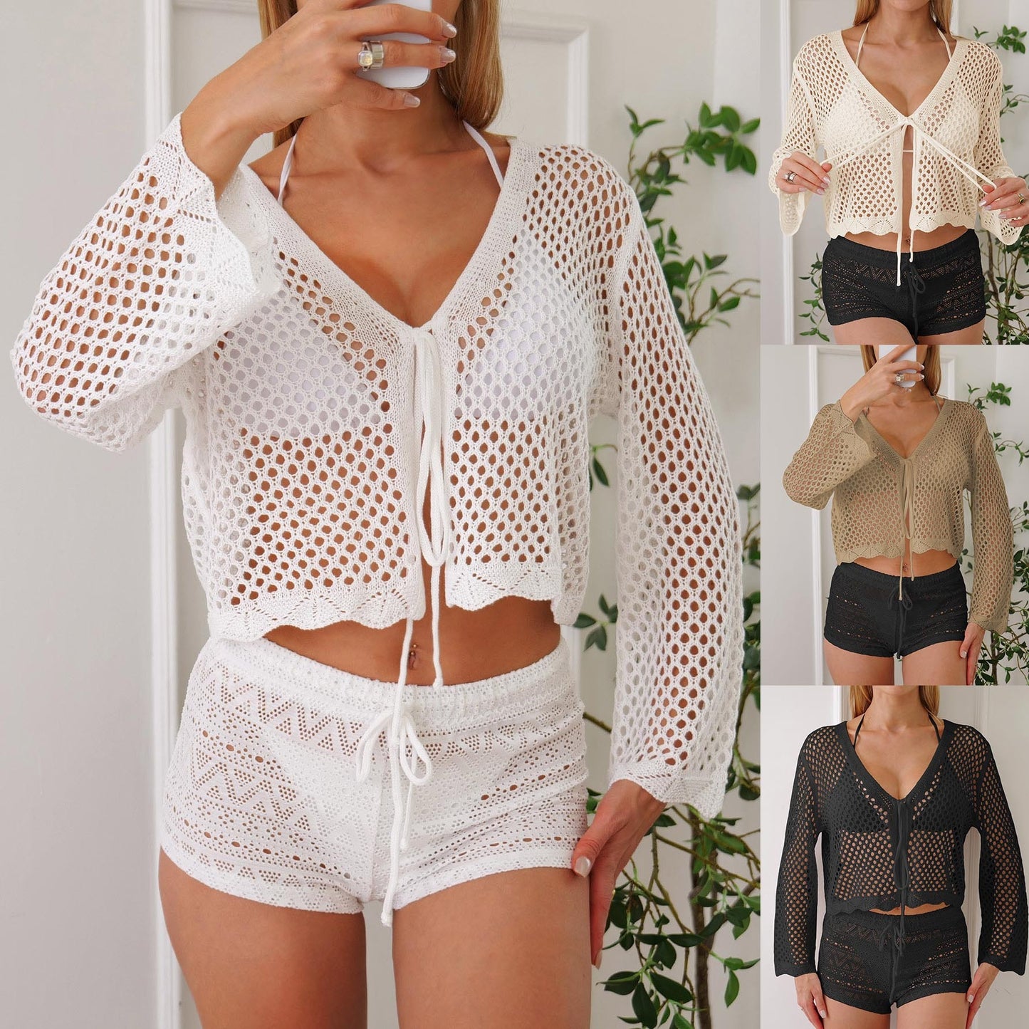 Women’s Cotton Hollow Cardigan Blouse