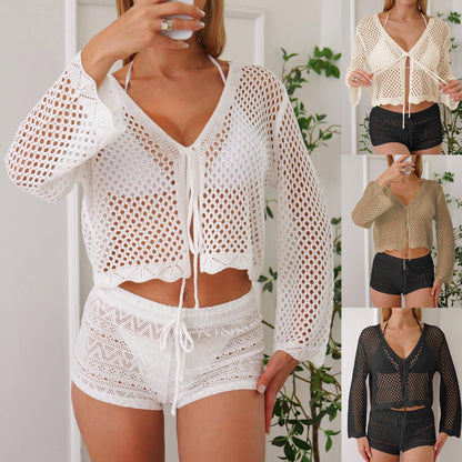 Women’s Cotton Hollow Cardigan Blouse