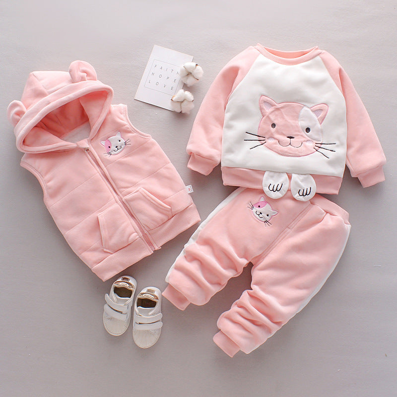 Boys Winter Thickened 3-Piece Clothing Set