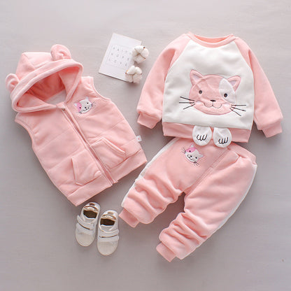 Boys Winter Thickened 3-Piece Clothing Set