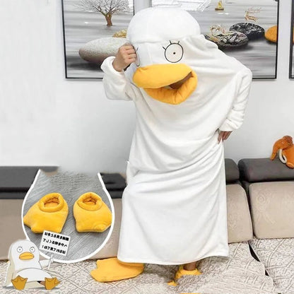 Winter Duck Onesie Pajamas – Funny Cozy Sleeping Bag for Men & Women