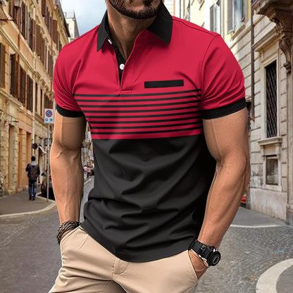 Men’s Casual Striped Shirt – Short Sleeve with Chest Pocket