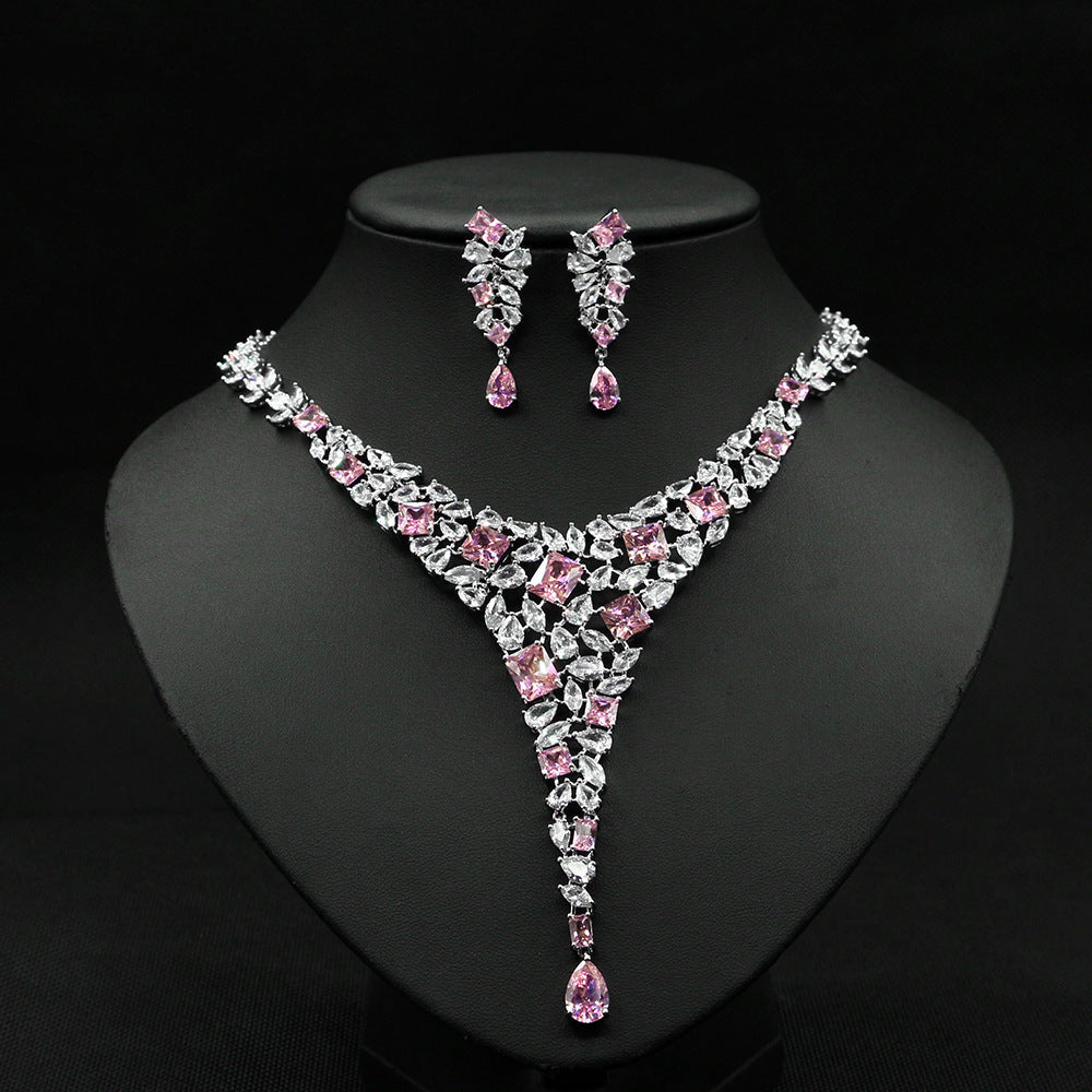 Colorful Zircon Necklace & Earrings Set