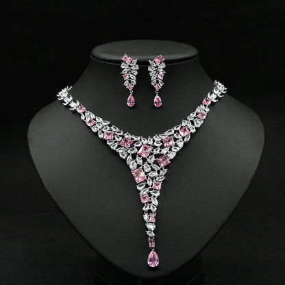 Colorful Zircon Necklace & Earrings Set
