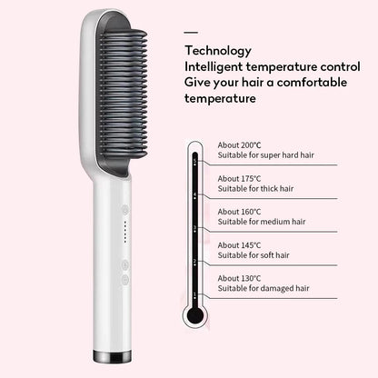 2-in-1 Hair Straightener & Curling Hot Comb – Electric Hair Brush
