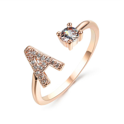 Adjustable Initial Letter Ring for Women – Elegant Fashion Jewelry