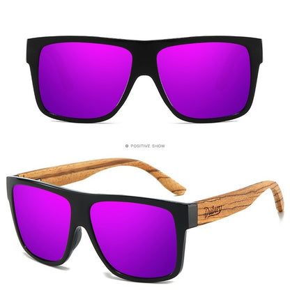 DUBERY Cross-border New Arrival Zebra Print Wood Glasses Men Women Black Walnut Polarized Sunglasses D240
