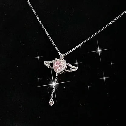 Cupid Heart Angel Wings Necklace – Valentine’s Jewelry Gift