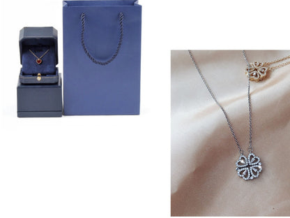 Women’s Zircon Four-leaf Clover Necklace – Multi-Wear Detachable Clavicle Chain