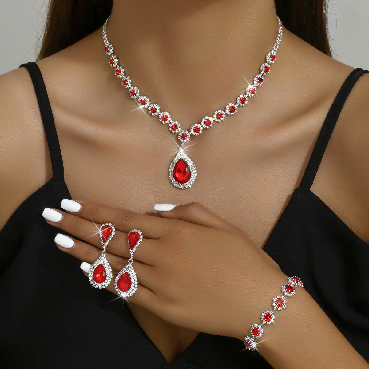 Bridal 3-Piece Jewelry Set – Necklace, Earrings & Bracelet
