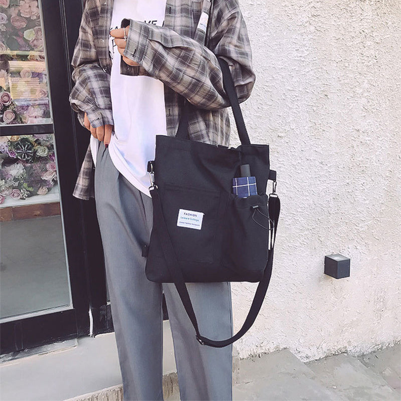 Harajuku Canvas Student Backpack with Pockets