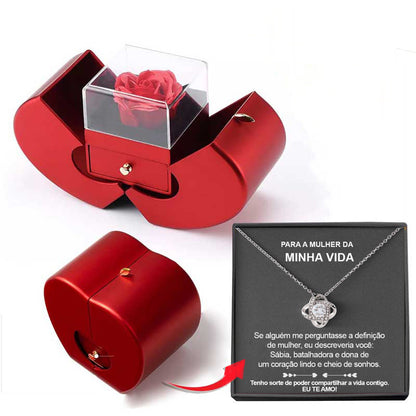 Red Apple Jewelry Box – Eternal Rose Gift for Women