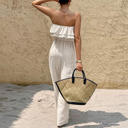 Women’s Sleeveless Tube Top Ruffled Jumpsuit