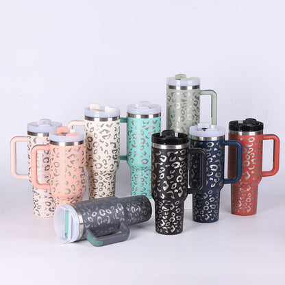 40 oz Insulated Tumbler with Handle & Straw – Stainless Steel Spill-Proof Travel Mug for Car, Office, Gym