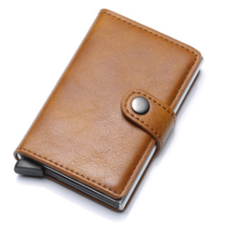 RFID Vintage Men’s Wallet – Aluminum Card Holder with Leather Cover
