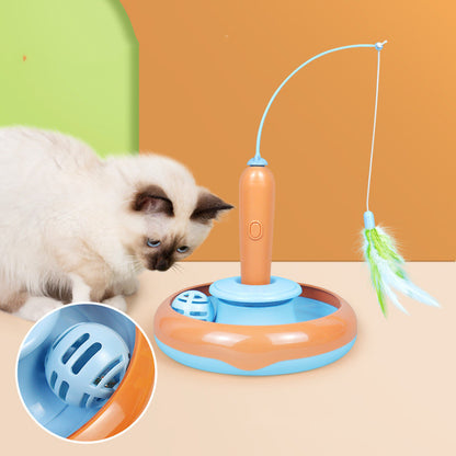 2-in-1 Cat Feather Turntable Toy
