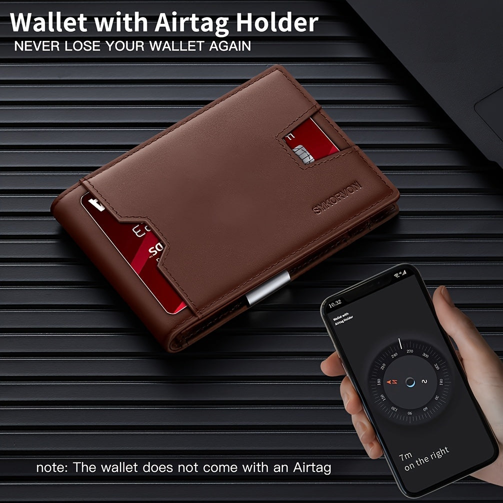 Men’s Genuine Leather RFID Bifold Wallet – Slim Front Pocket