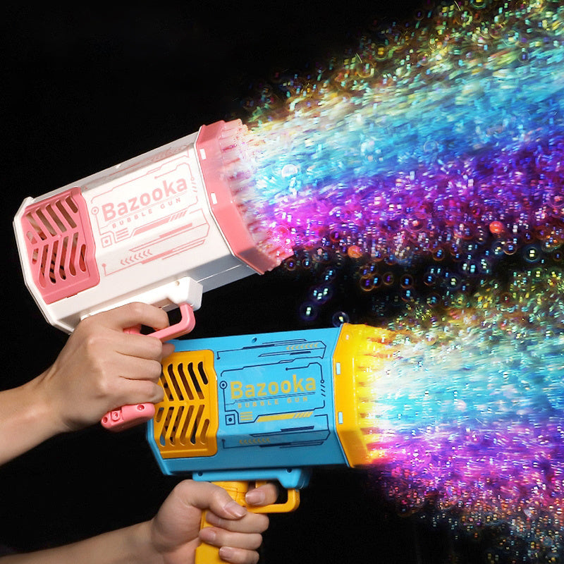Rocket Bubble Gun – 69 Holes Automatic Bubble Machine with Lights