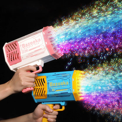 Rocket Bubble Gun – 69 Holes Automatic Bubble Machine with Lights