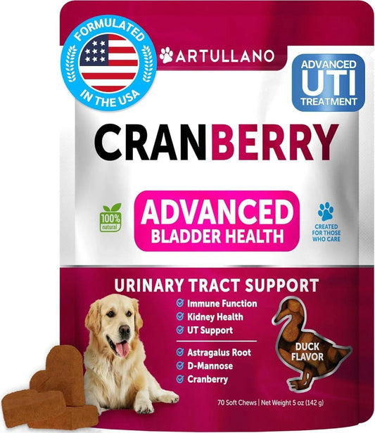Dog UTI & Bladder Support – Cranberry Supplement for Urinary Tract Health (70 Soft Chews)