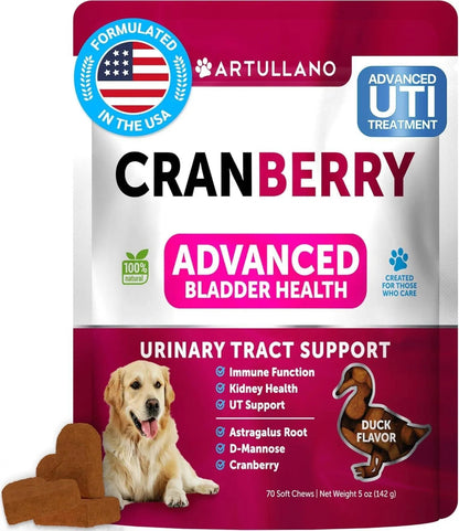 Dog UTI & Bladder Support – Cranberry Supplement for Urinary Tract Health (70 Soft Chews)