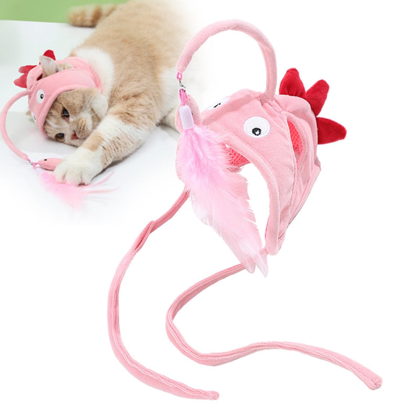 Head-Wear Feather Cat Toy Stick