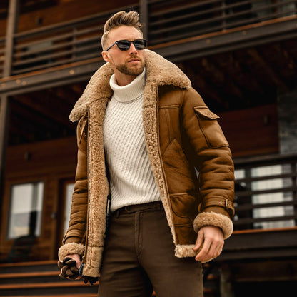 Men’s Military Winter Jacket – Warm Fleece Tactical Coat with Fur Collar