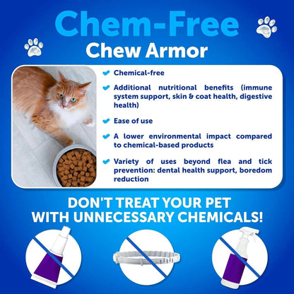 Cat Flea & Tick Chews – Natural Daily Oral Supplement with Vitamins for Skin, Coat & Digestion (135 Soft Chews)