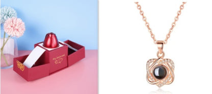 Valentine’s Day Metal Rose Jewelry Box – Necklace Gift