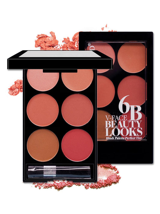 "Multi-Color Six Shade Blush Palette Face Makeup"