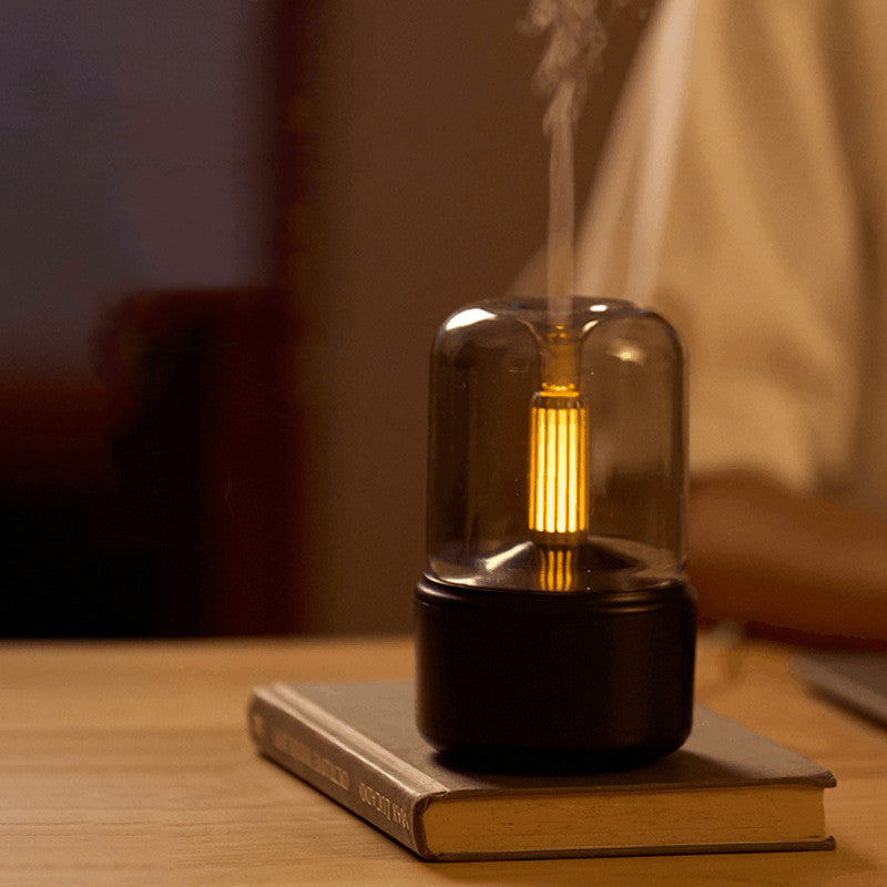 Portable USB Aroma Diffuser – LED Candlelight Humidifier
