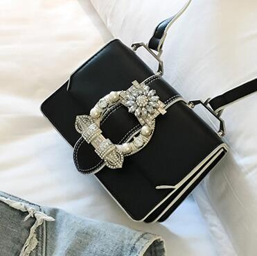 Elegant Designer Handbag with Diamond Lock