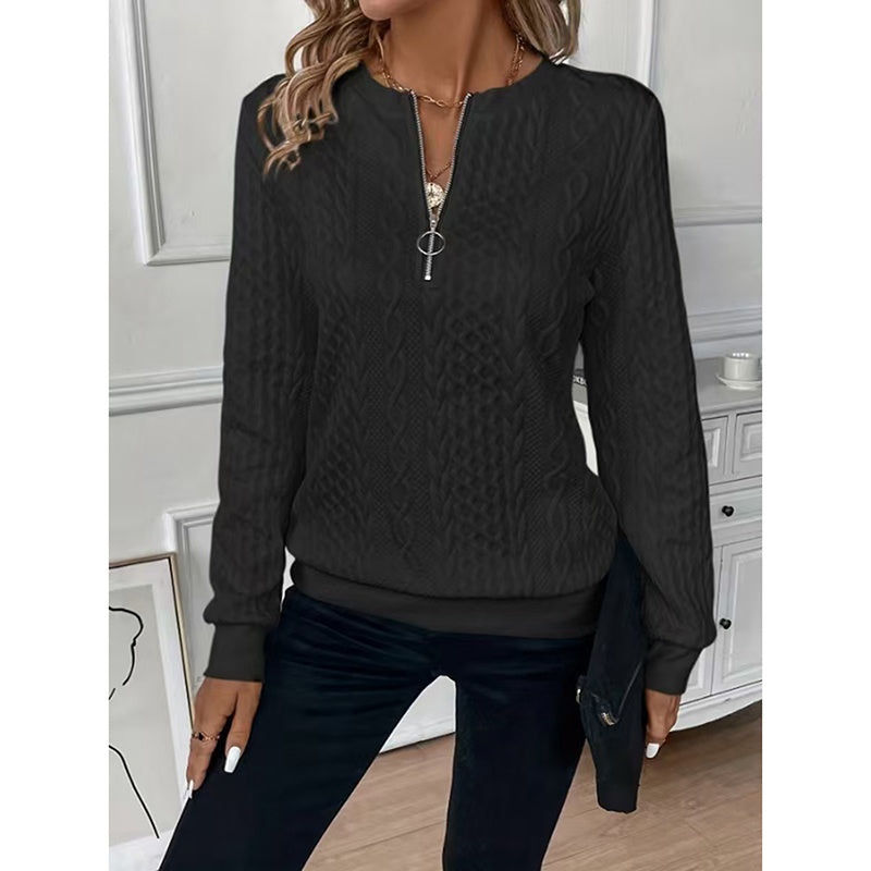 Women’s Textured Half Zip Pullover Sweatshirt
