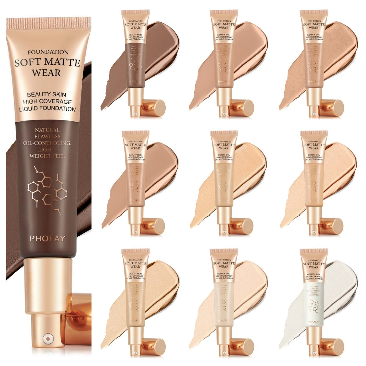 "PHOFAY Full Coverage Liquid Foundation Makeup"