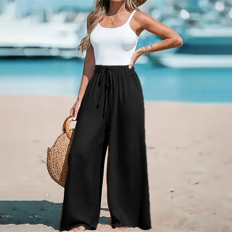 Women’s High Waist Elastic Wide Leg Pants