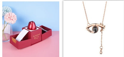 Valentine’s Day Metal Rose Jewelry Box – Necklace Gift