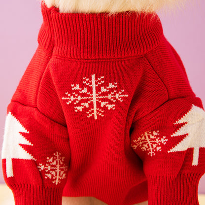 Christmas Dog Sweater – Cute Elk & Tree Winter Pet Outfit