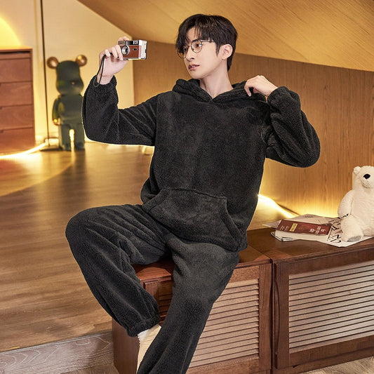 Men’s Warm Homewear Set – Cozy Large Winter Clothing