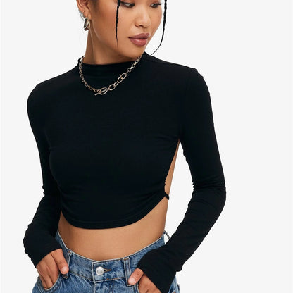 Women’s Solid Tie Backless Crop Top
