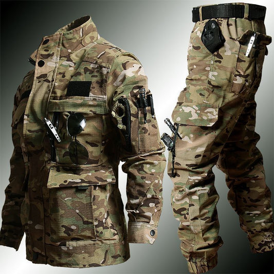 Men’s Camouflage Autumn/Winter Suit – Tear-Resistant Fitness Shirt & Overalls