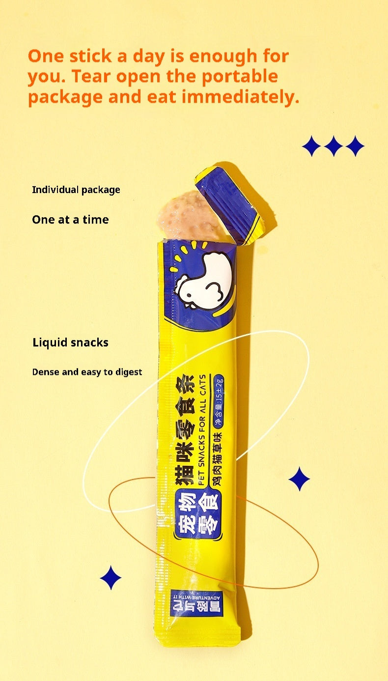 Cat Snack – Wet Food Chicken Strips with Grass, Healthy & Tasty Treats