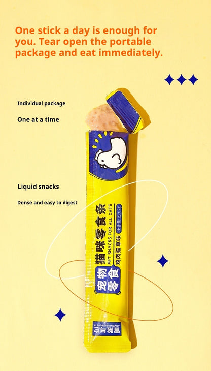 Cat Snack – Wet Food Chicken Strips with Grass, Healthy & Tasty Treats