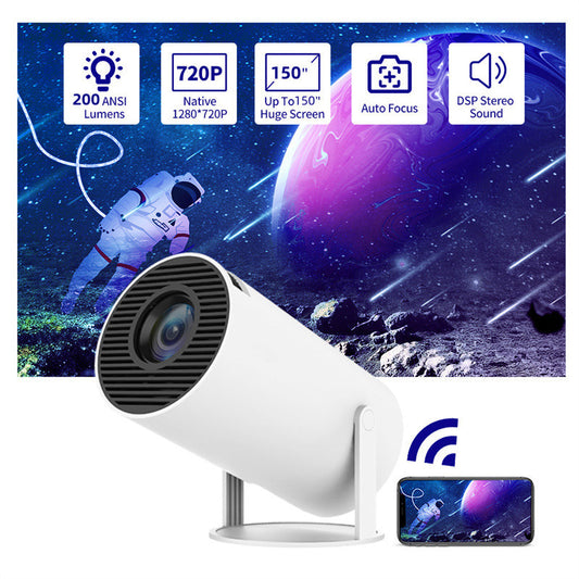 Portable Home Projector – Mini Video Projector with Auto Focus & 180° Projection Angle